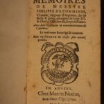 1597 Memoires of Philippe Commines King Louis XI France Charles VIII Political