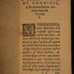 1597 Memoires of Philippe Commines King Louis XI France Charles VIII Political