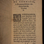 1597 Memoires of Philippe Commines King Louis XI France Charles VIII Political