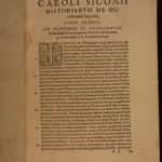 1579 1st ed Carolus Sigonius History of Roman Empire ROME Goths War Libri XX