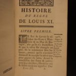 1755 1st ed History of Reign of Louis XI FRANCE Valois Charles the Bold 6v SET
