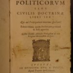 1594 Political Philosophy & Economics Justus Lipsius Exempla Politica Libri VI