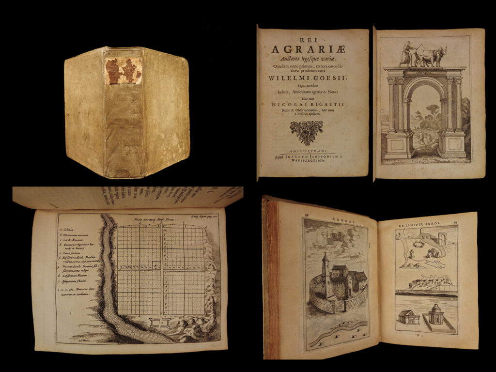 1674 1ed willem goes agriculture gardening rural economics farming illustrated | an incredible first edition collection of texts by classical writers on gardening, garden design, rural economy, country homes, bridges, canals, rivers and irrigations, and agricultural law – beautifully illustrated! Click the description & details tab below to learn more.
