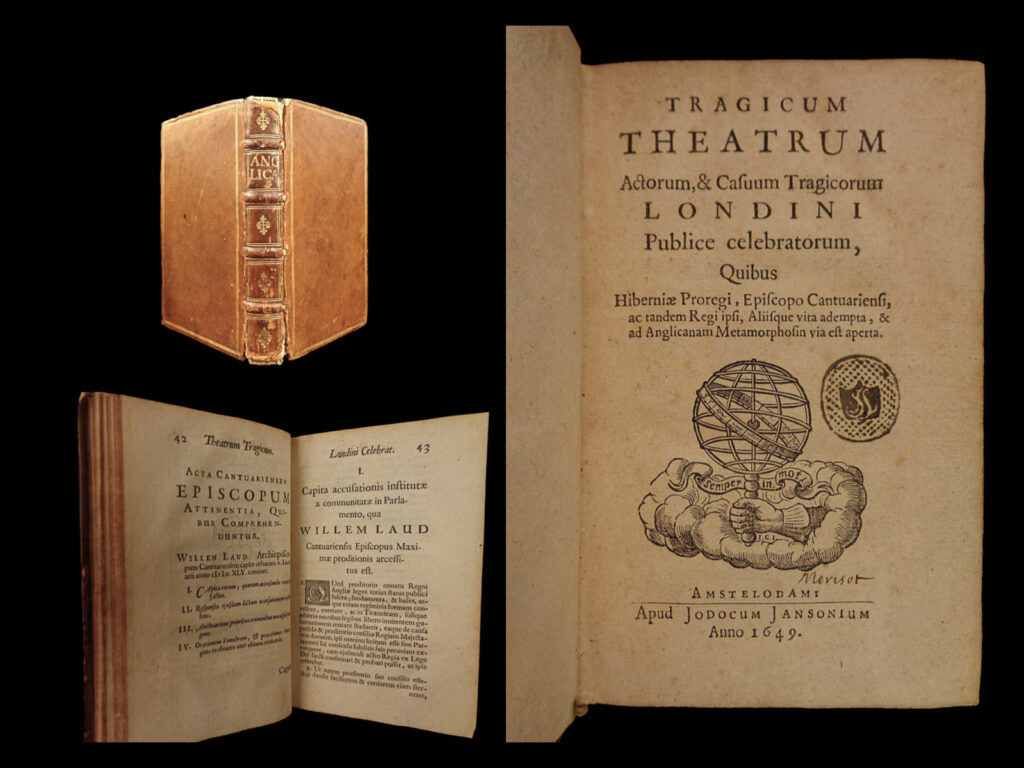 1649 tragicum theatrum londini cromwell england charles i execution royalists | <em>a fine 1<sup>st</sup> edition work on the conflict between charles the i of england and parliament which ultimately reached trial and execution of the king. </em> peter du moulin (1601–1684) was a french-english anglican clergyman, son of the huguenot pastor pierre du moulin and brother of lewis du moulin. He was the anonymous author of regii sanguinis clamor ad coelum adversus paricidas anglicanos, published at the hague in 1652, a royalist work defending salmasius and including a strong attack on john milton. Charles i (1600 – 1649) was monarch of the three kingdoms of england, scotland, and ireland from 27 march 1625 until his execution in 1649. We find other examples of this book for sale for as much as $3,100! <u> </u>