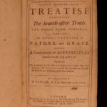 1694 1st ed Malebranche Philosophy Search After Truth Nature & Grace Metaphysics