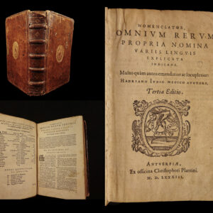 1583 Hadrianus Junius Polyglot Dictionary Lexicon Dutch Latin Byzantine Plantin