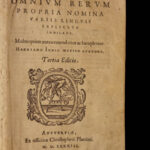1583 Hadrianus Junius Polyglot Dictionary Lexicon Dutch Latin Byzantine Plantin
