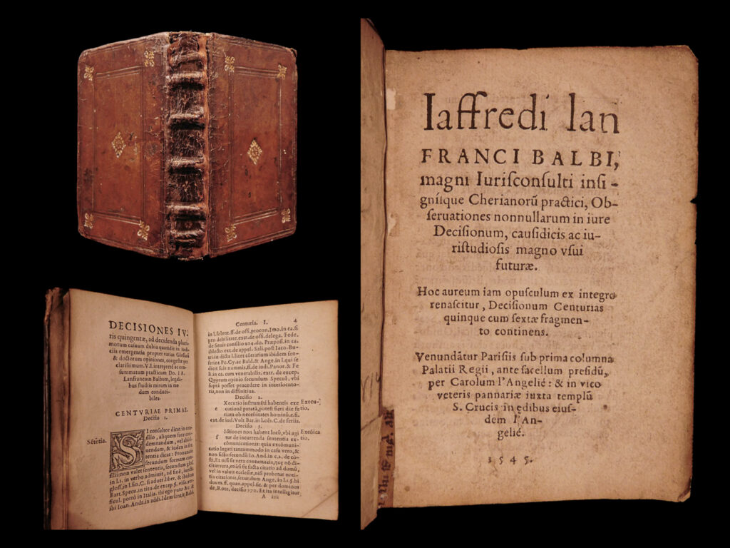 1545 medieval italian law of jaffredus balbus / balbi civil jurisprudence court | <em>an exceedingly scarce work on civil law by jaffredi l balbus. This book is designed to assist lawyers in court decisions by a jury. </em>   click the description & details tab below to learn more.