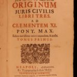 1722 Gravina Juris Civilis Civil LAW Italian Canon LAW Jurisprudence 2in1 Vellum