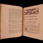 1688 Amelot BIBLE French New Testament Illustrated Holy Land Map Port Royal 3v