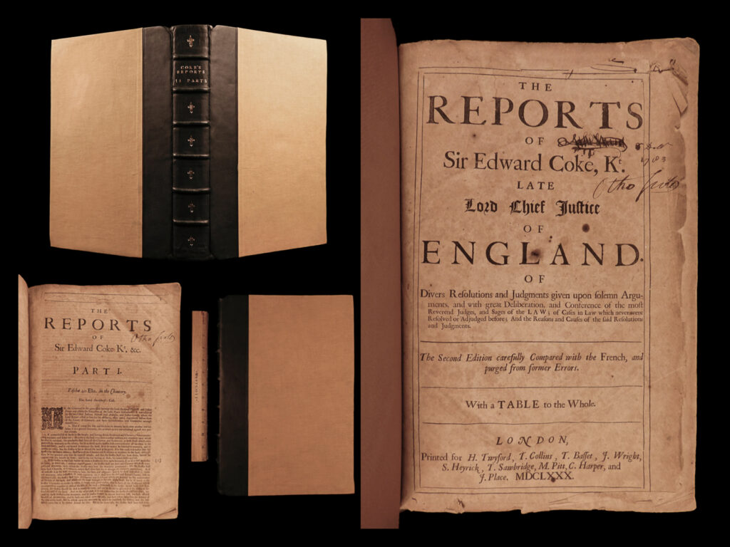 Reports of edward coke. Sir edward coke.