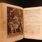 1678 Holy Week Catholic Breviary Missal Illustrated French Moroccan ARMORIAL
