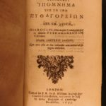 1673 GREEK Hierocles of Alexandria Golden Verses Pythagoras Philosophy Fatalism