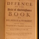 1685 1ed Quaker William Penn Defense of Duke of Buckingham Christian Tolerance
