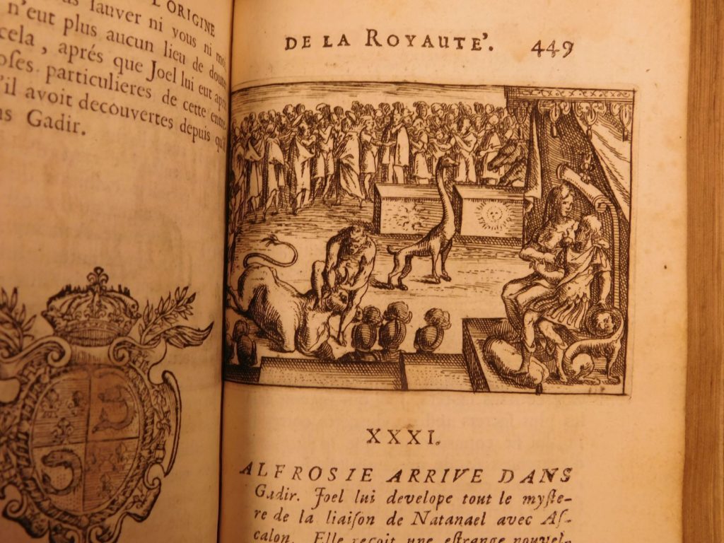 1684 bible origins of royalty pelisseri nimrod tower of babel french literature | <em>a rare and relatively unknown book of the history of establishing royalty in the old testament. Complete with in-text illustrated engravings, this book covers many of the lesser-known old testament figures such as the tyrannical ruler nimrod and the tower of babel and arphaxad the son of shem. </em> <em> </em> <em>this book of french literature follows the story of characters joel, alfrosie, and nathaniel and their interactions with kings and queens in royal festivals and celebrations. A rare, but beautifully illustrated work. </em>
