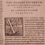 1558 Valerius Maximus Dictorum et Factorum Tiberius Greek ROME Philosophy Badius