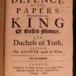 1686 John Dryden Defense of Papers of Charles II of England Catholic Protestant