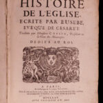 1675 Eusebius 1ed EARLY Church History Caesarea & Socrates French Cousin 2v