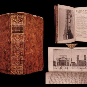 Almanach parisien, en faveur des etrangers et des voyageurs : indiquant par ordre alphabétique, 1. Tous les monumens des beaux-arts … 2. Les spectacles, les promenades & généralement tous les endroits dignes de curiosité. 3. Les châteaux, parcs, maisons royales & maisons de plaisance, qui environnent la capitale à 15, à 18 lieues. 4. Tout ce qui peut être utile & nécessaire à savoir pour un voyageur qui séjourne à Paris. 5. Un recueil d’anecdotes intéressantes & plaisantes.