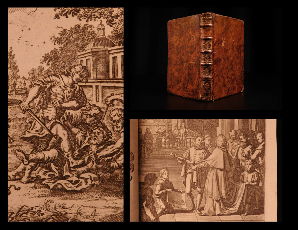 1720 1ed brussels massacre belgium sacrament of miracle judaica jews | <em>a rare historical account of the sacrament of miracle by petrus cafmeyer. The sacrament of miracle, also known as the brussels massacre, was an anti-semitic riot in brussels in 1370 in which a number of jews were killed and banished from brussels in connection with a host desecration at the synagogue. Christians claimed that a jew stabbed a host and was not harmed – an event that lead to the establishment of the cult of the miracle. </em> <em> </em> <em>this rare 1720 first edition was written by petrus de cafmeyer and published in brussels. Illustrated with 21 fascinating engravings depicting scenes from the massacre. </em>