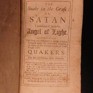 1697 Snake in Grass Quaker Church Ireland AMERICA IRISH Jacobite Charles Leslie