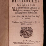 1667 Brerewood LINGUISTICS Diversity of Language Voyages American Pagans Indians