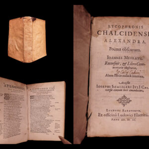 Lycophronis chalcidensis alexandra. Poëma obscurum. J. Meursius recensuit et libro commentario illustravit. Altera editio aucta et innovata. Accessit j. Scaligeri … versio centum locis emendatior. Lycophron.