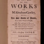 1689 FOLIO 1ed Abraham Cowley Six Books of Plants Herbs Coca Flowers English