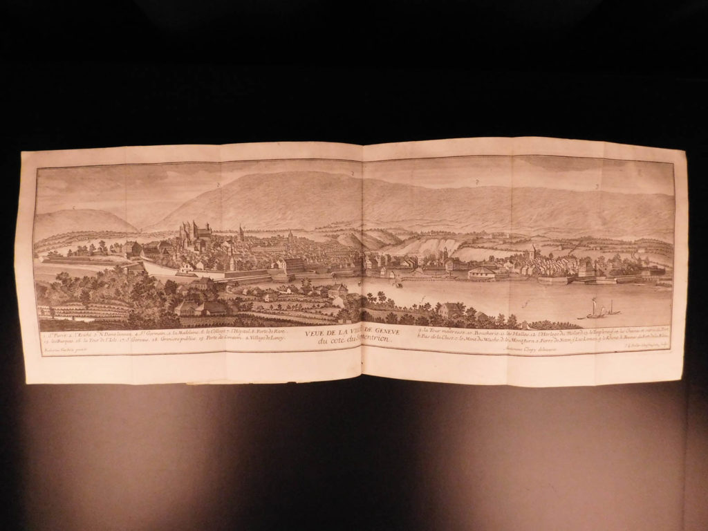 1730 1ed history of geneva switzerland spon illustrated swiss city views 2v set | <em>jacob spon was a 17<sup>th</sup>-century french archaeologist and historian who had a special interest in antiquarian studies. Spon traveled throughout europe stopping in greece, constantinople, the levant, as well as switzerland. He found impressive treasures, coins, and handwritten manuscripts which inspired his famed book ‘the history of the republic of geneva’. </em> <em> </em> <em>this book features impressive folding views of geneva as well as engravings of coins and medallions. And while the illustrations are valuable, the importance of this book comes from that this book was </em><strong><u>the first published history of the city of geneva</u></strong><em>. </em>