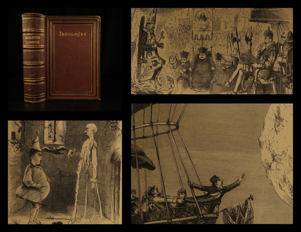 1882 ingoldsby legends occult ghosts devils illustrated cruikshank abracadabra | <em>“abracadabra! ”</em> <em> </em> <em>a beautiful and attractive 1882 printing of the famous “ingoldsby legends. ” this collection of myths, ghost stories, and poetry was written by r. H. Barham, who is better known by his penname, thomas ingoldsby. </em> <em> </em> <em> these legends were extremely popular from their inception in 1837. While this collection is less popular today than it was in the 19<sup>th</sup>-century, it does include aspects that are still recognizable – the magic command “abracadabra” and a version of the children’s song bingo! Other selections in this complete series include:</em> <ul> <li>the black mousquetaire</li> <li>merchant of venice</li> <li>nell cook</li> <li>aunt fanny</li> <li>dead drummer</li> <li>babes in the wood</li> <li>raising the devil</li> <li>of the old woman clothed in grey</li> <li>smuggler’s leap</li> </ul>   <em>this 1882 edition includes 50 illustrations by george cruikshank, john leech, john tenniel, barham, du maurier, and other famous artists</em>