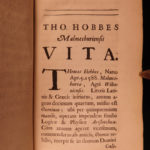 1681 Life of Thomas Hobbes 1ed Leviathan Philosophy Bathurst Blackburne Cowley