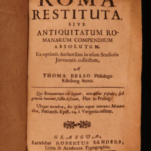 1672 Glasgow Scotland 1ed Thomas Bell Roma Restituta ROME Mythology Emperors