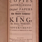 1685 Assassination King Charles II 1ed England Rye House Plot 2in1 Thomas Sprat