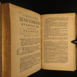 1701 Vulgate BIBLE New Testament Gospel of Jesus Holy Land MAP Jerusalem 2v SET