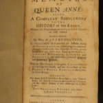 1729 1ed Memoirs of Queen Anne of England Abel Boyer Parliament Politics Wars
