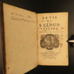 1696 1ed Life of St Cloud French Monastics Monks Miracles Clodoald Clovis Sueur