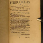 1673 GREEK Hierocles of Alexandria Golden Verses Pythagoras Philosophy Plutarch