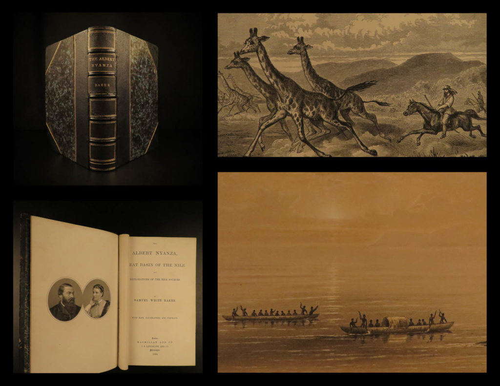 1866 1ed albert nyanza nile tributaries africa egypt abyssinia samuel baker maps | samuel white baker was an english explorer and was the first englishman to sit in a high office of the egyptian government. Many of baker’s works shed light on the horrors of slave owners and slave trade in central africa. His works, however, also centralized on egypt and the abyssinia nile tributaries. He had an extensive knowledge of egypt as he held important political officers in egypt.   his accounts of egypt and the nile river basin are some of the most important 19<sup>th</sup>-century books on the nile river and helped record the discovery of lake albert. ‘<em>the albert n’yanza, great basin of the nile’</em> is baker's account of his discovery of the last great source of the nile.