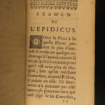 1683 Works of PLAUTUS Ancient Roman Poetry Amphitryon Rudens Epidicus Dacier 3v