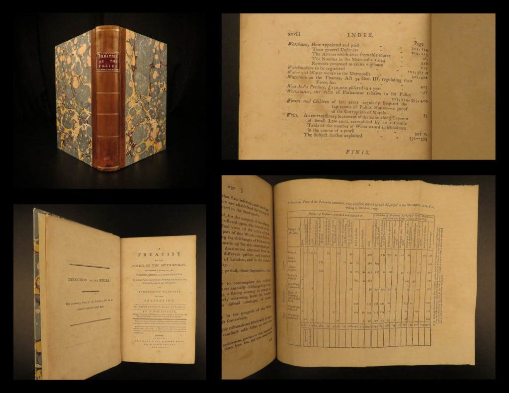 1796 police & crime prevention scottish colquhoun england law criminal justice |   patrick colquhoun was an 18<sup>th</sup>-century <strong>scottish officer who helped establish the first police force in england</strong>. His police plans were published in his ‘<em>treatise on the police of the metropolis</em>’ which outlined the crimes common in london. This book offered suggestions for preventing crimes as well as instruction on punishment.