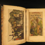 1854 World Panorama America INDIANS Hunting GOLD Australia Arabia China Africa