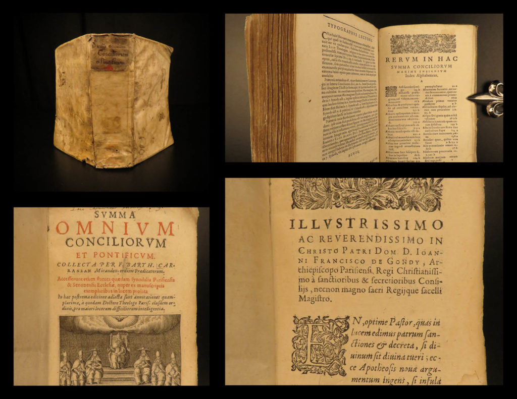 1624 summa conciliorum spanish inquisition carranza dominican catholic papacy | bartolomé carranza was a 16<sup>th</sup>-century dominican archbishop who was persecuted by the spanish inquisition for charges of heresy, even though no evidence ever supported these charges. He composed numerous theological essays including ‘<em>summa conciliorum et pontificum’</em> – a collection of dissertations in which he argues the authority of the church to govern, traditions within the catholic church, the viability of scripture, role of the pope, and importance of ecumenical councils<em>.    </em>