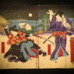 1873 Japanese Samurai Battle Hokusetsu Utagawa Color Illustrated Woodblock Print