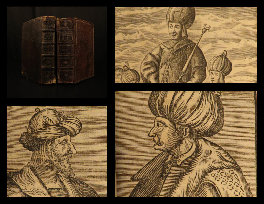1653 turks ottoman empire sultans turkish viziers mehmed iii verdier crusades | an extremely rare and important 17<sup>th</sup>-century history of the ottoman empire by gilbert verdier. This two volume work is a collection of short biographical sketches of notable sultans and viziers including some of the most iconic ottoman figure such as osman i, bayezid ii, mahomet iii, and ahmed i. It also includes descriptions of ottoman hussars, infantry, military officers, as well as religious figures and traditions. Note the inclusion of portrait engravings!