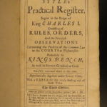 1694 English LAW King Charles I England William Style Practical Register Crimes