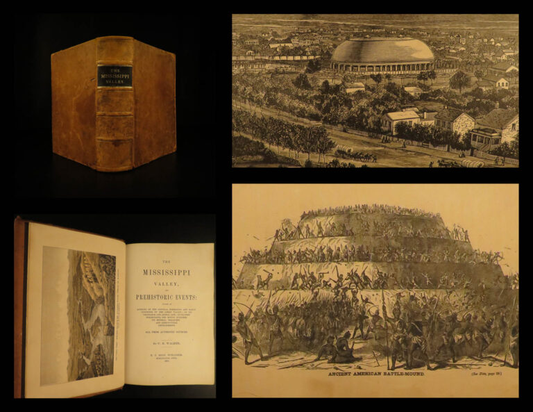Image of 1880 Mississippi Valley Native American INDIANS Mound Builders Color Illustrated