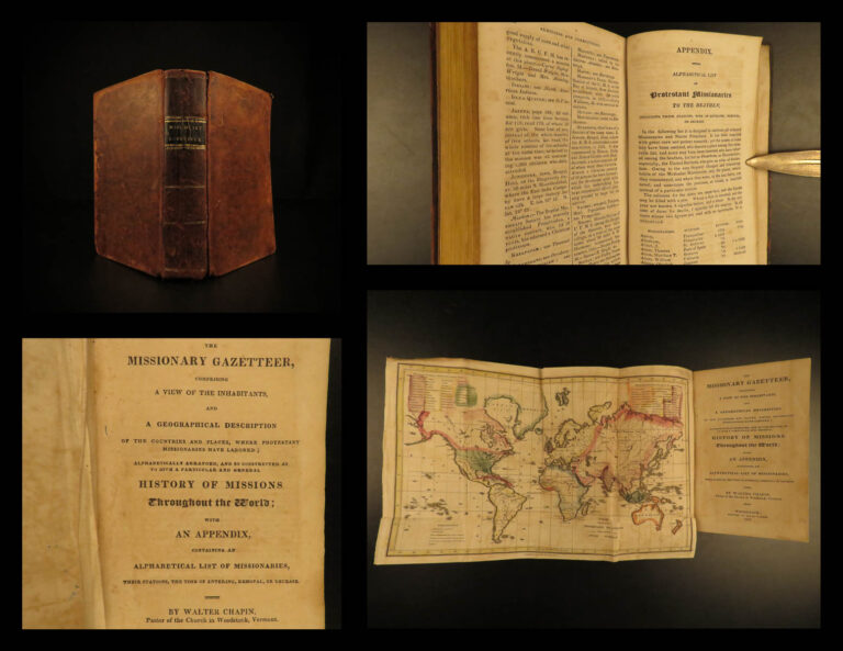 Image of 1825 1ed Missionary Gazetteer Chapin Slavery Indians Illustrated Color World MAP