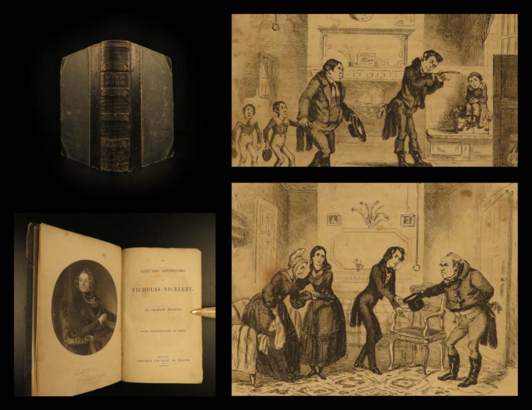 Image of 1839 1st/1st Charles Dickens Nicholas Nickleby Novel Social Satire RARE Illustrated
