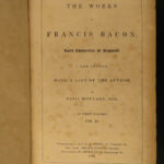 1841 Works of Francis Bacon Philosophy Science Essays Montagu 3v American ed