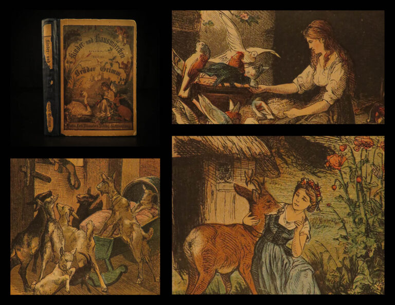 Image of 1880 Brothers GRIMM Folk Fairy Tales Witches Color Engravings German Berlin ed